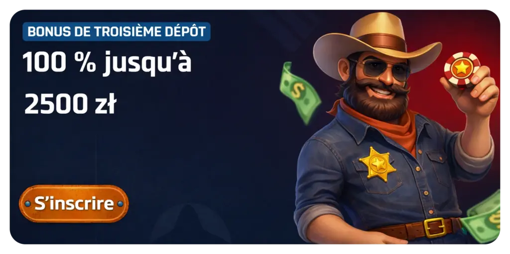RingoSpin Casino bonus troisième dépôt 100% jusqu’à 2500 zł gains maximaux