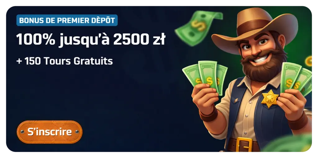 RingoSpin bonus premier dépôt 100% jusqu’à 2500 zł avec 150 tours gratuits